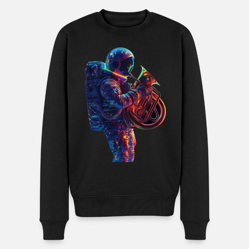 Astronaut Tuba - Männer Premium Bio Pullover - Schwarz