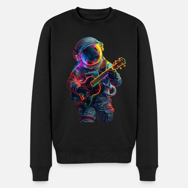 Astronauten Ukulele - Männer Premium Bio Pullover - Schwarz