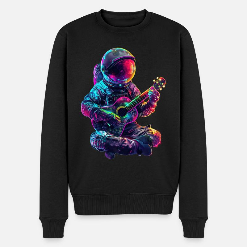 Astronauten Ukulele - Männer Premium Bio Pullover - Schwarz