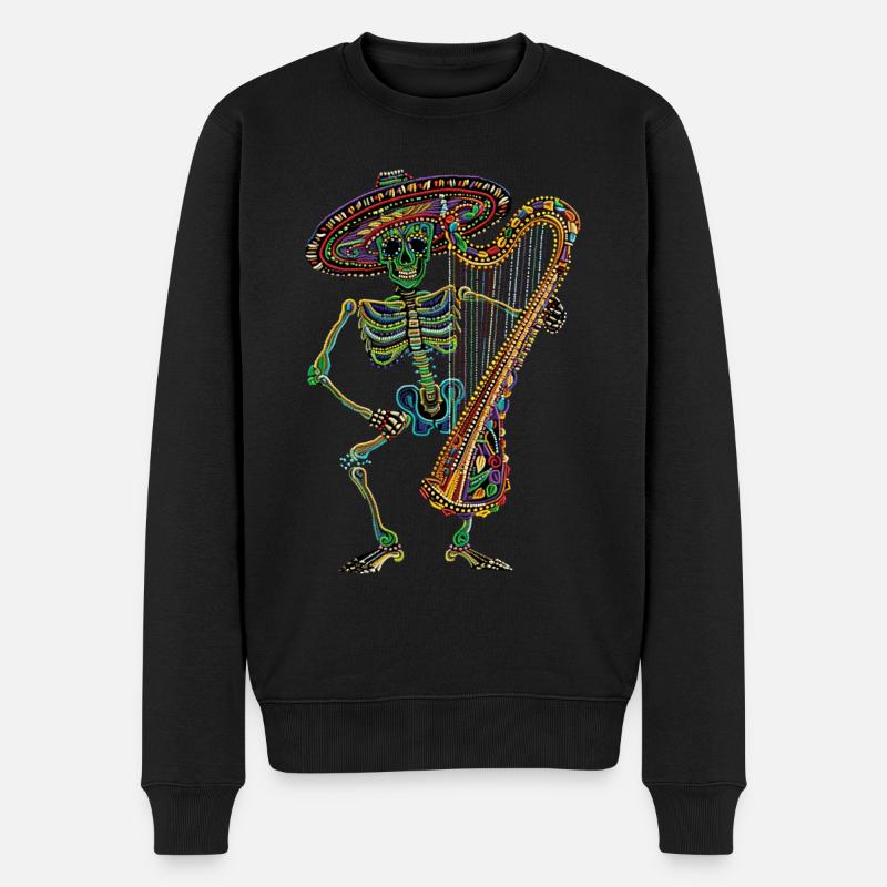 Harpe Squelette Mexicain - Pull Premium bio Homme - noir