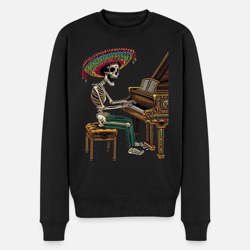 Piano Squelette Mexicain - Pull Premium bio Homme - noir