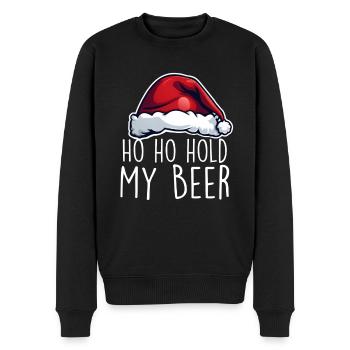 Ho Ho Hold My Beer - Christmas - Männer Premium Bio Pullover - Schwarz - Vorne - Nico (187cm)