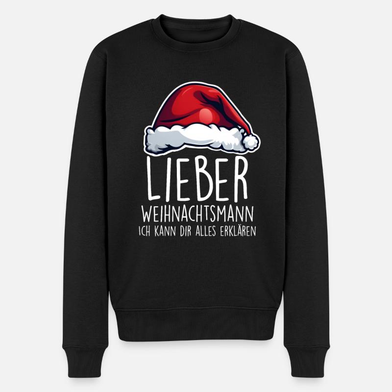 Lieber Weihnachtsmann Ich Kann Dir Alles Erklären - Männer Premium Bio Pullover - Schwarz