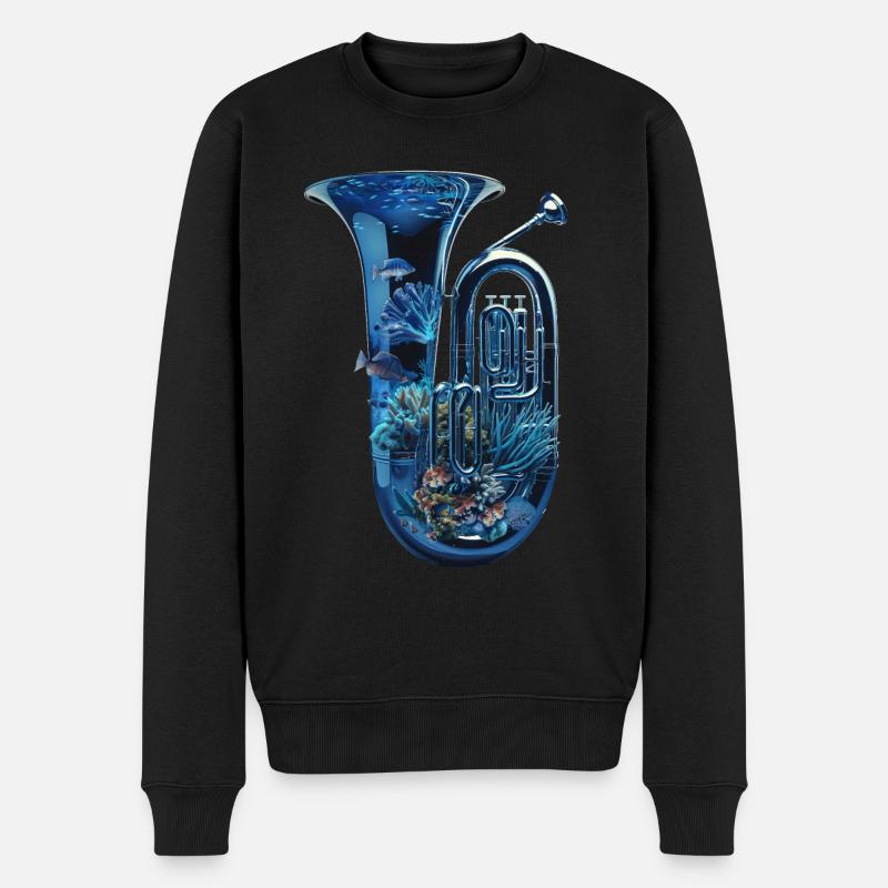 Fisch Tuba - Männer Premium Bio Pullover - Schwarz