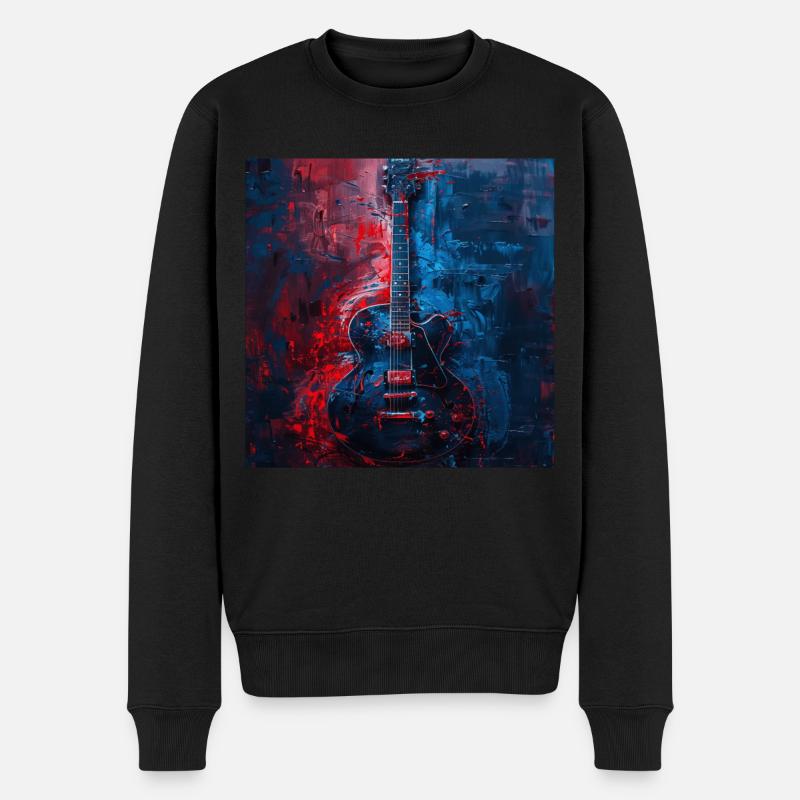Gitarre - Männer Premium Bio Pullover - Schwarz