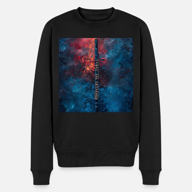 Flöte - Männer Premium Bio Pullover - Schwarz