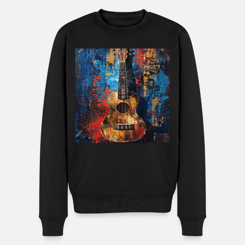Ukulele - Männer Premium Bio Pullover - Schwarz