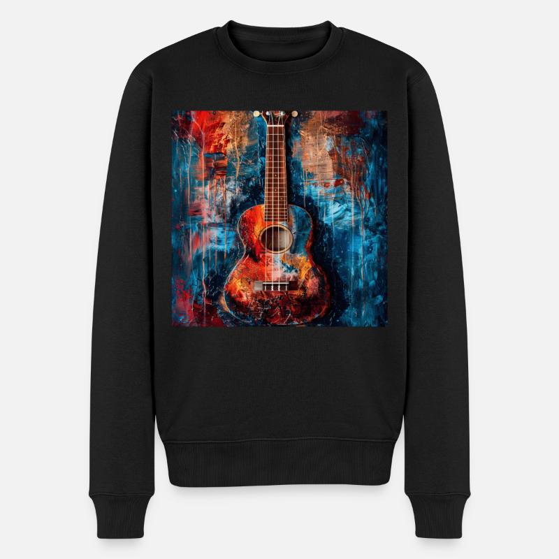 Ukulele - Männer Premium Bio Pullover - Schwarz