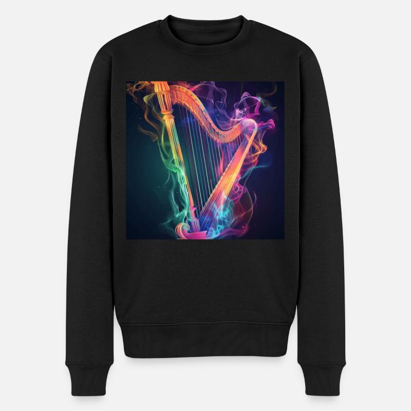 Harfe - Männer Premium Bio Pullover - Schwarz