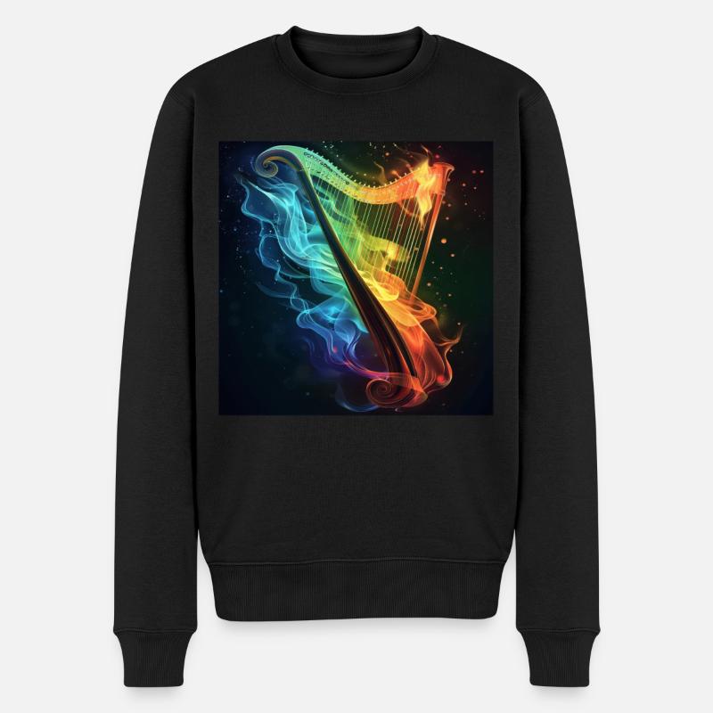 Harfe - Männer Premium Bio Pullover - Schwarz