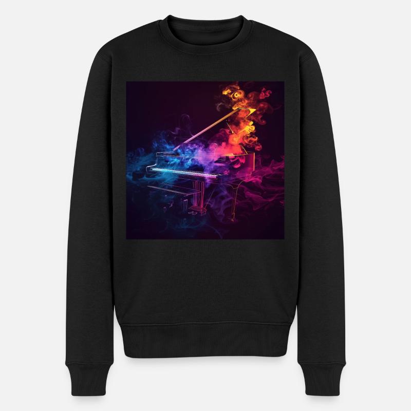 Klavier - Männer Premium Bio Pullover - Schwarz