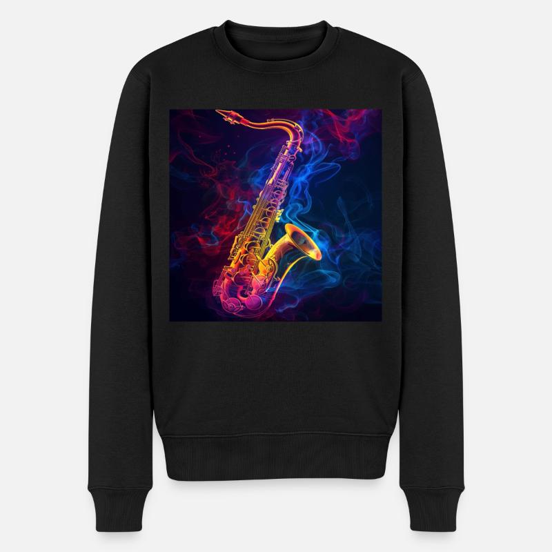 Saxophon - Männer Premium Bio Pullover - Schwarz