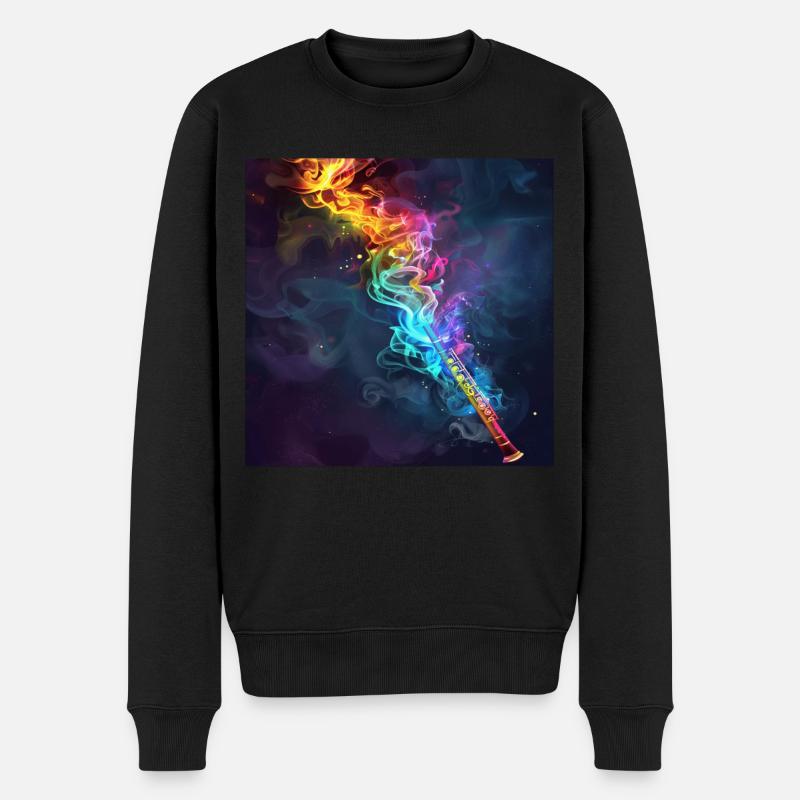 Querflöte - Männer Premium Bio Pullover - Schwarz