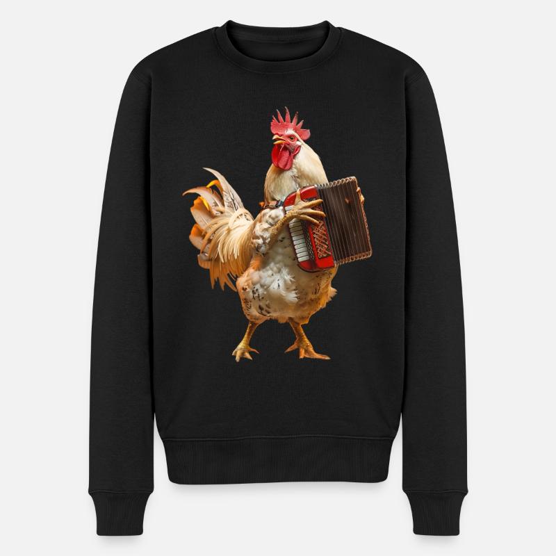 Hahn Akkordeon - Männer Premium Bio Pullover - Schwarz