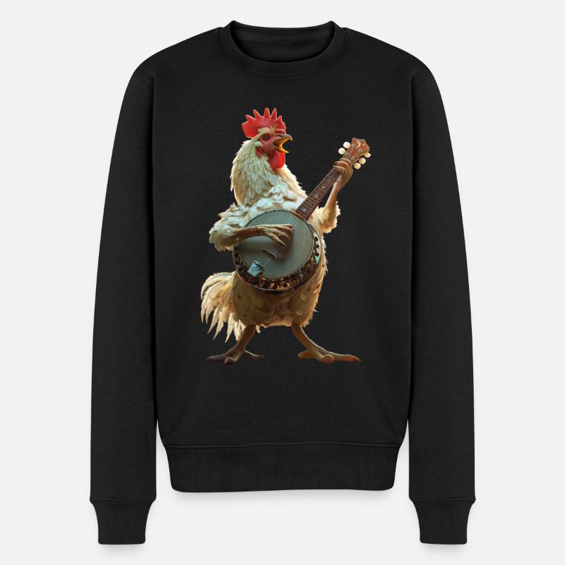 Hahn Banjo - Männer Premium Bio Pullover - Schwarz
