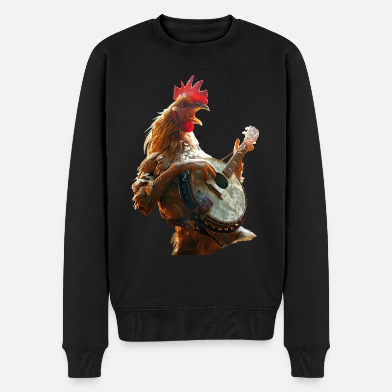 Hahn Banjo - Männer Premium Bio Pullover - Schwarz