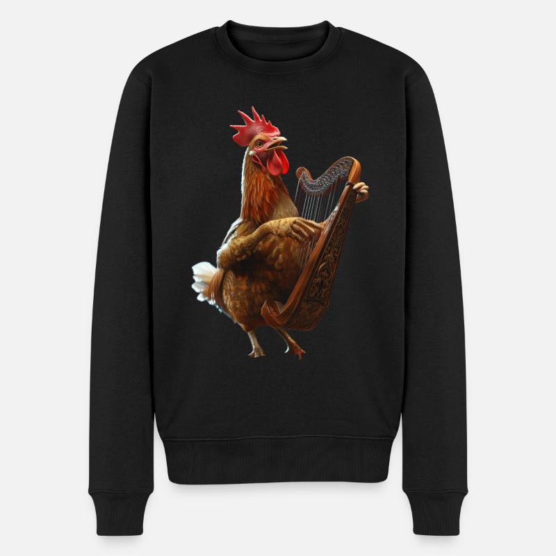Harpe coq - Pull Premium bio Homme - noir