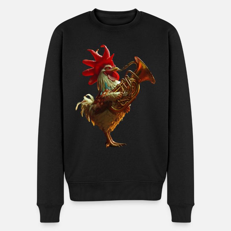 Hahn Tuba - Männer Premium Bio Pullover - Schwarz
