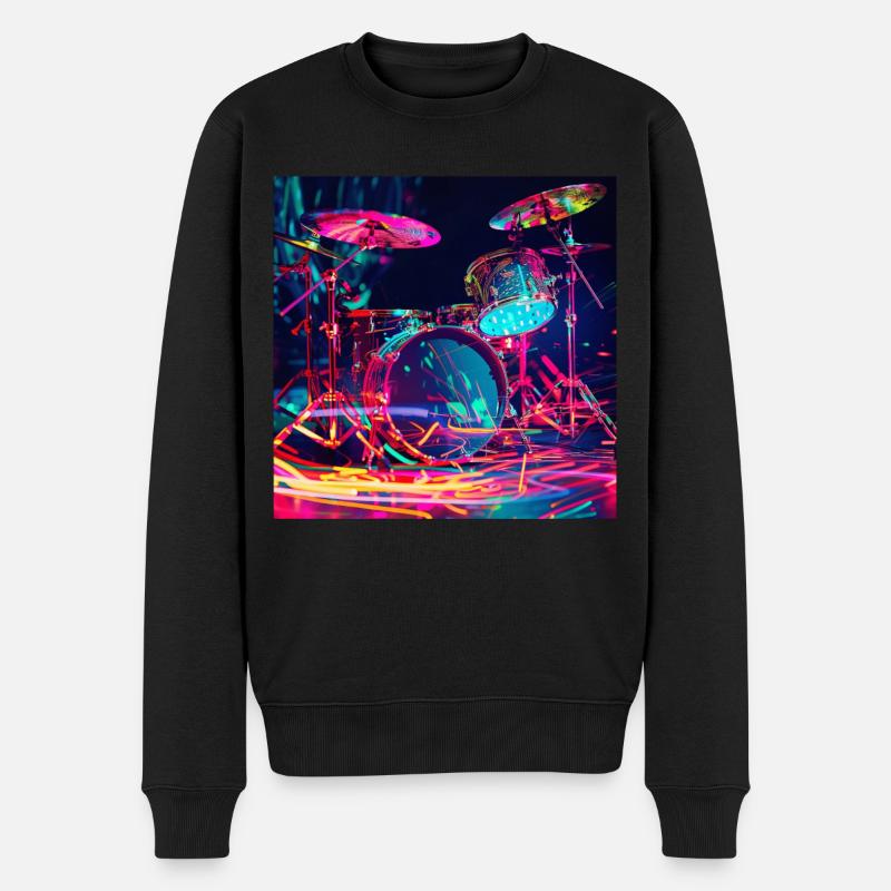 Schlagzeug - Männer Premium Bio Pullover - Schwarz