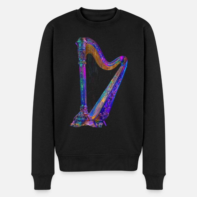 Harfe - Männer Premium Bio Pullover - Schwarz