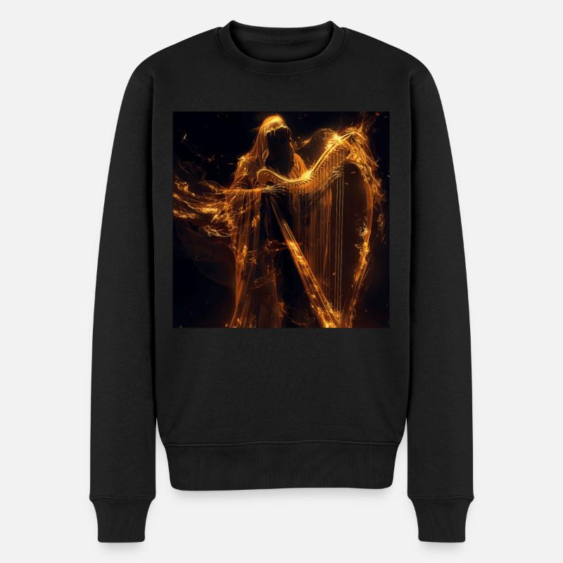 Harfe - Männer Premium Bio Pullover - Schwarz