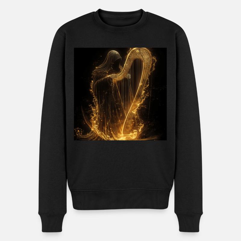 Harfe - Männer Premium Bio Pullover - Schwarz