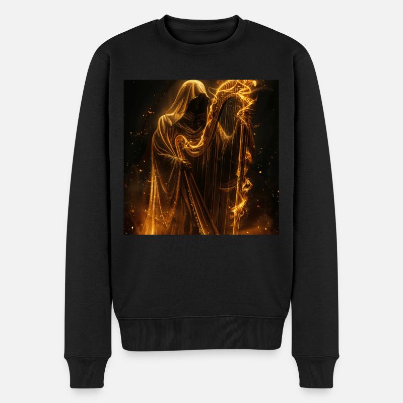 Harfe - Männer Premium Bio Pullover - Schwarz
