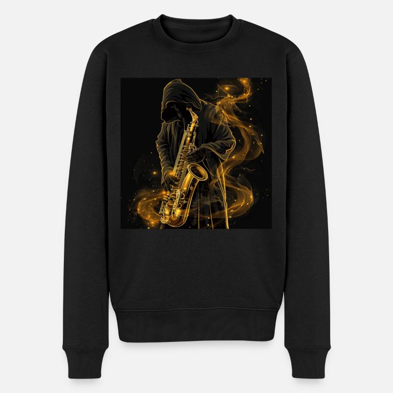 Saxophon - Männer Premium Bio Pullover - Schwarz