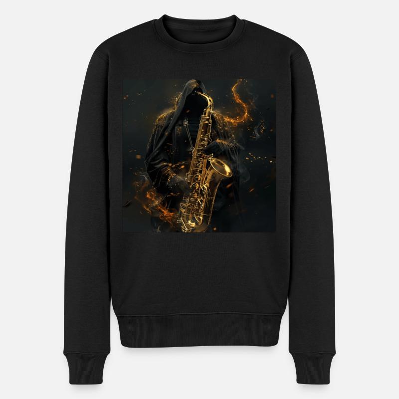 Saxophon - Männer Premium Bio Pullover - Schwarz