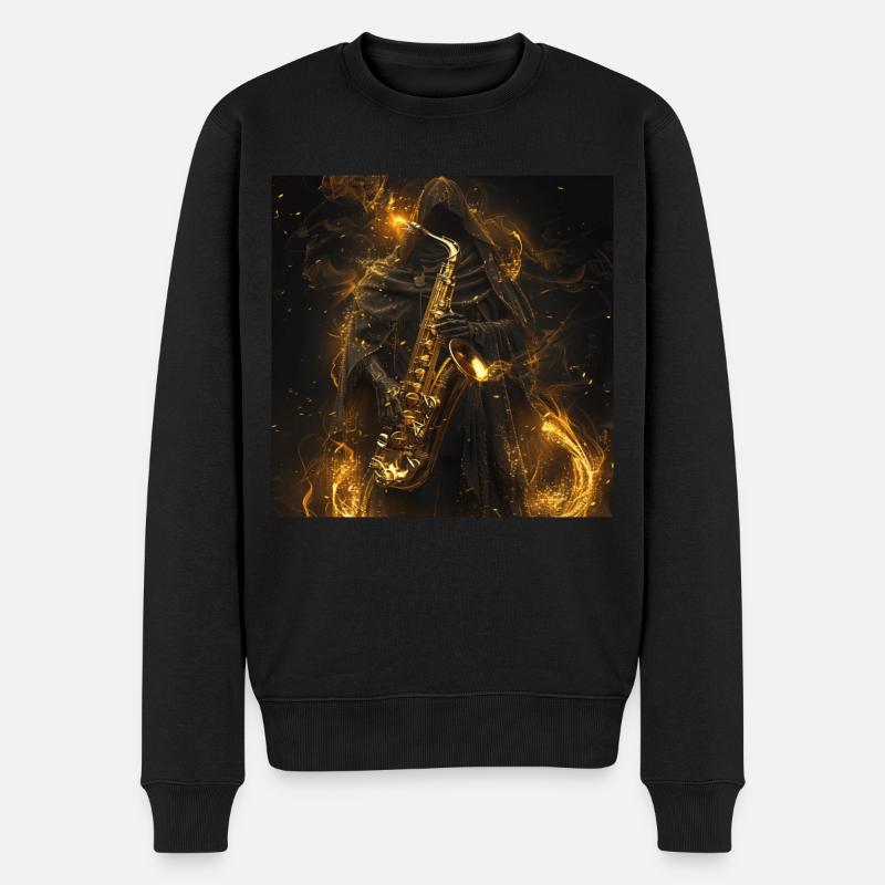 Saxophon - Männer Premium Bio Pullover - Schwarz