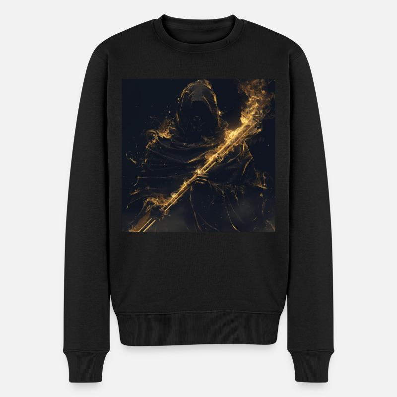 Querflöte - Männer Premium Bio Pullover - Schwarz