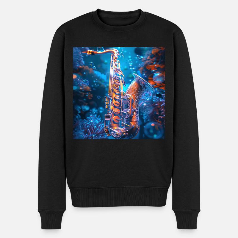 Saxophon - Männer Premium Bio Pullover - Schwarz