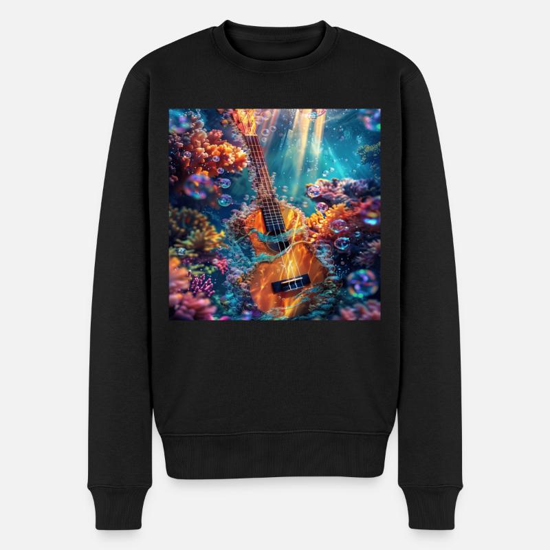 Ukulele - Männer Premium Bio Pullover - Schwarz