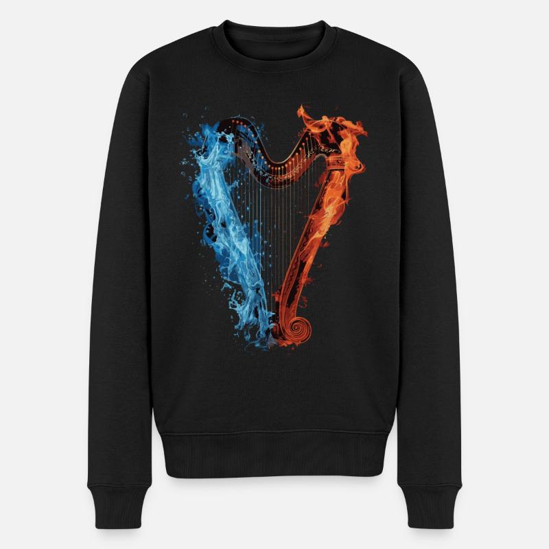 Harfe - Männer Premium Bio Pullover - Schwarz