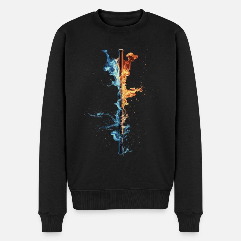 Querflöte - Männer Premium Bio Pullover - Schwarz