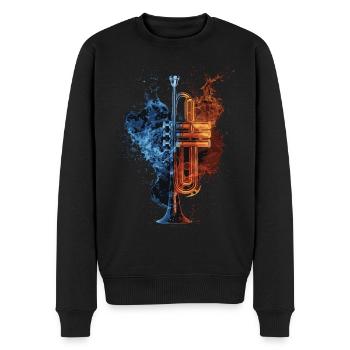Trompete - Männer Premium Bio Pullover - Schwarz - Vorne - Nico (187cm)