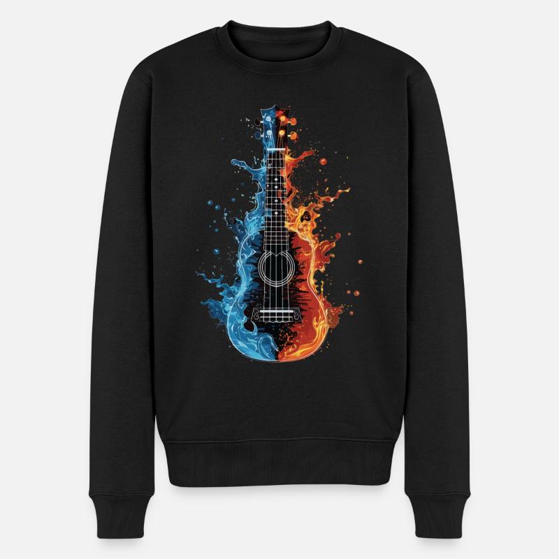 Ukulele - Männer Premium Bio Pullover - Schwarz