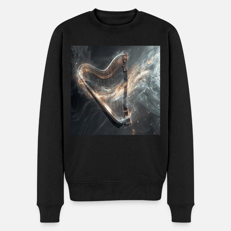 Harfe - Männer Premium Bio Pullover - Schwarz