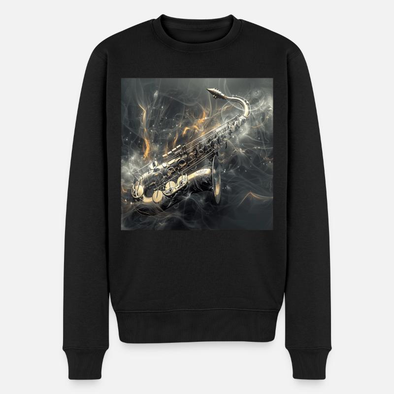 Saxophon - Männer Premium Bio Pullover - Schwarz
