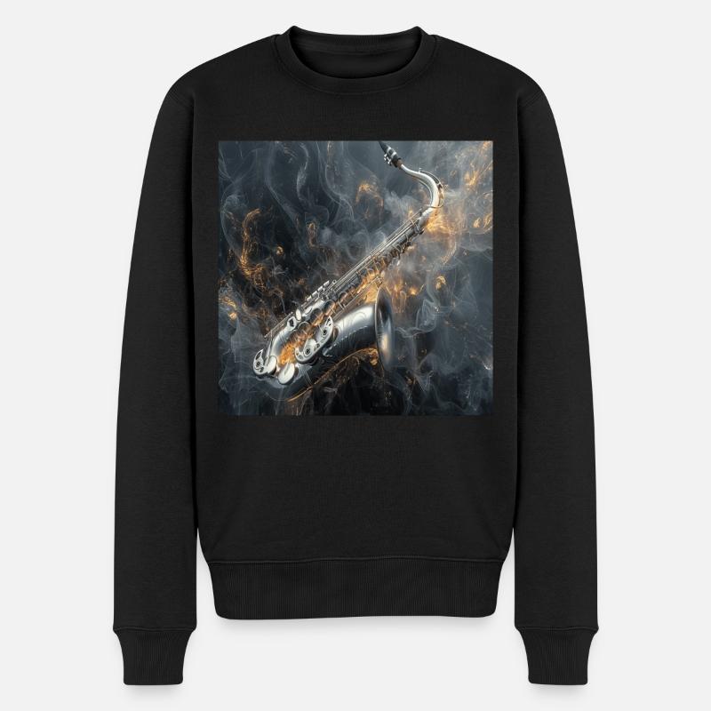 Saxophon - Männer Premium Bio Pullover - Schwarz