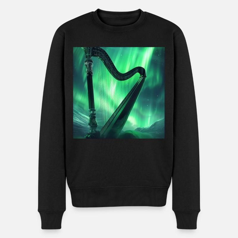 Harfe - Männer Premium Bio Pullover - Schwarz