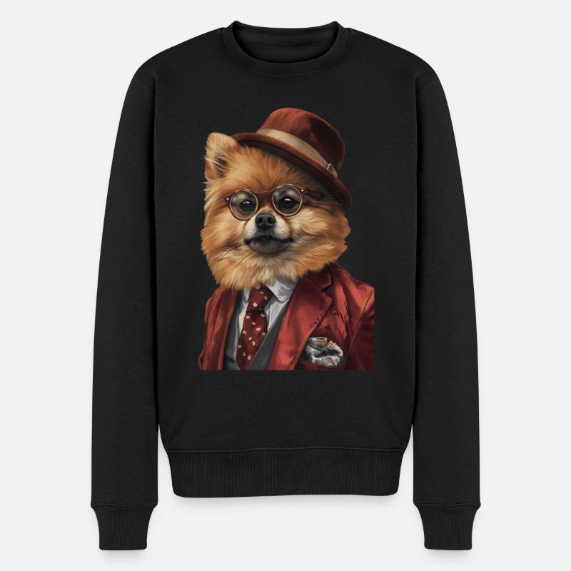 Zwergspitz - Männer Premium Bio Pullover - Schwarz