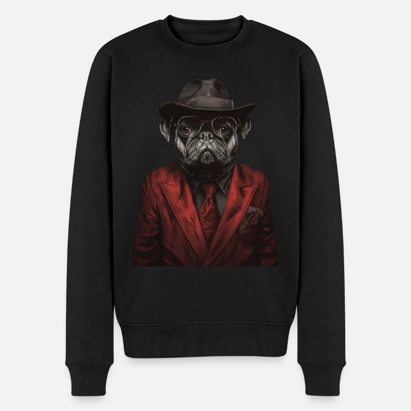 Mops - Männer Premium Bio Pullover - Schwarz