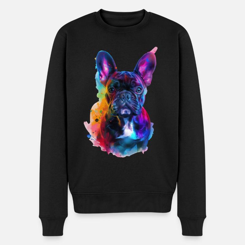 Französische Bulldogge - Männer Premium Bio Pullover - Schwarz
