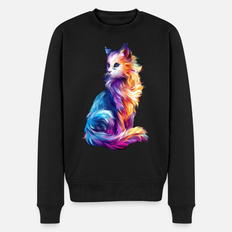 Katze - Männer Premium Bio Pullover - Schwarz