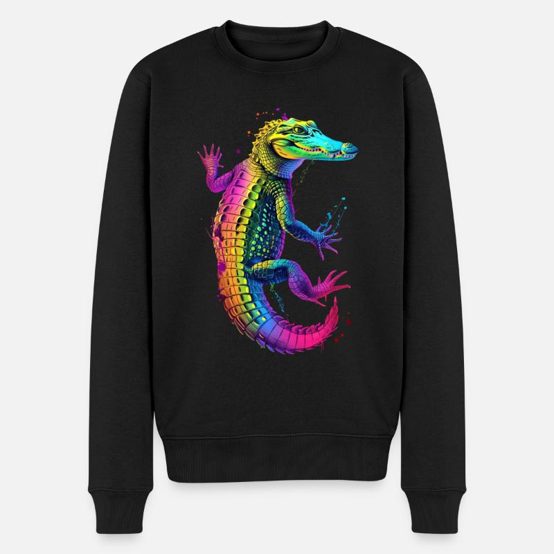 Krokodil - Männer Premium Bio Pullover - Schwarz