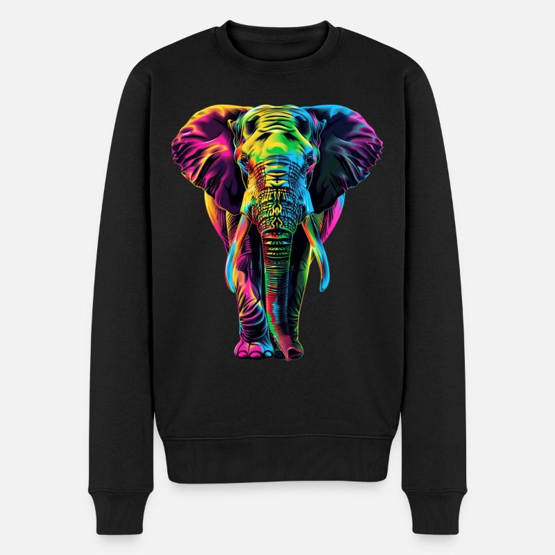 Elefant - Männer Premium Bio Pullover - Schwarz