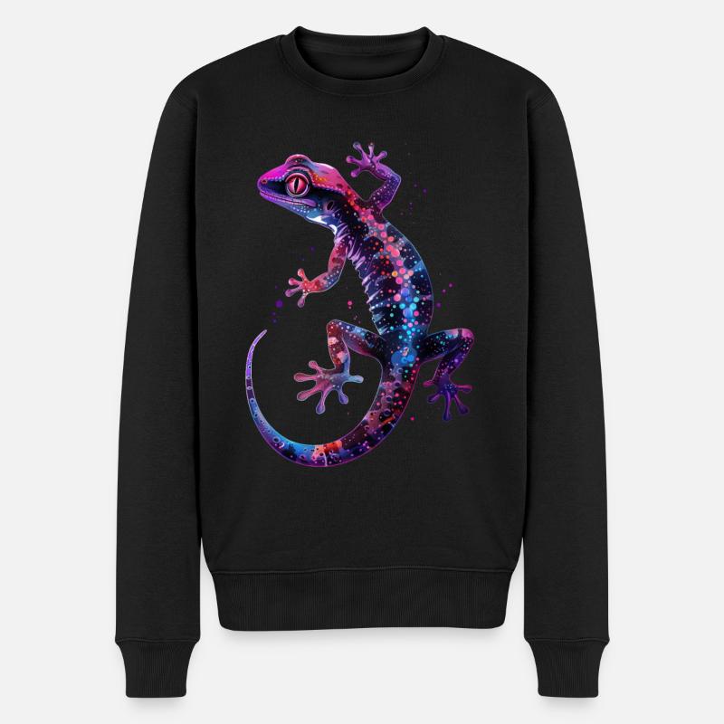 Gecko - Männer Premium Bio Pullover - Schwarz