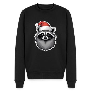 raton laveur avec chapeau de Noël Cadeau de Noël - Pull Premium bio Homme - noir - Devant - Nico (187cm)