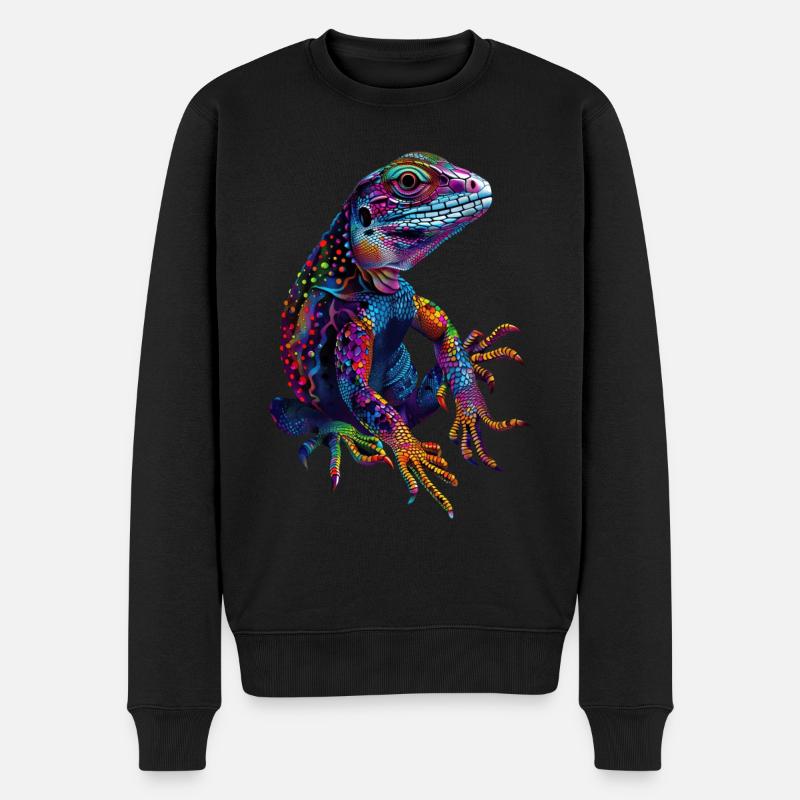 Eidechse - Männer Premium Bio Pullover - Schwarz